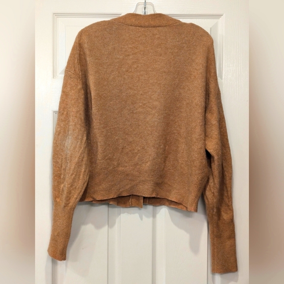 & Other Stories Alpaca Wool Blend Puff Sleeve button Carmel Cardigan sweater S - Picture 4 of 11